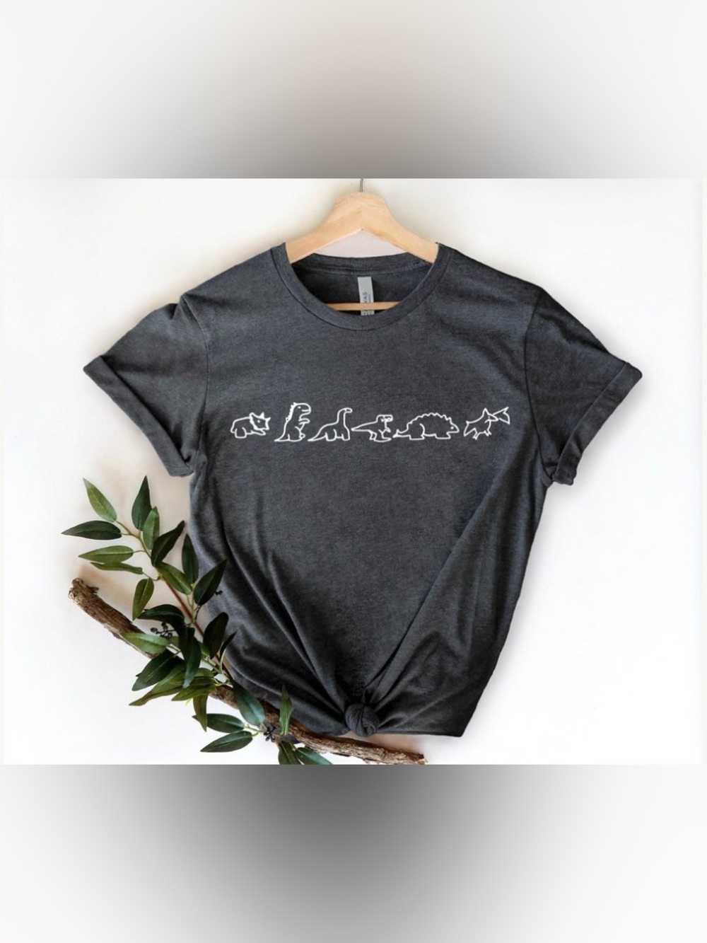 Black & White Graphic Dinosaur Evolution Tee - Size Medium